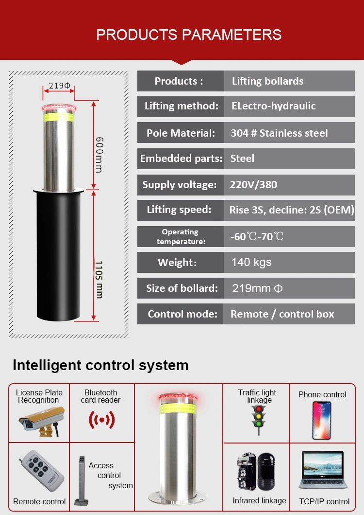 2020 Safeagle Electric Parking System Automatic Rising Bollards Price for Break-in Vehicle Control