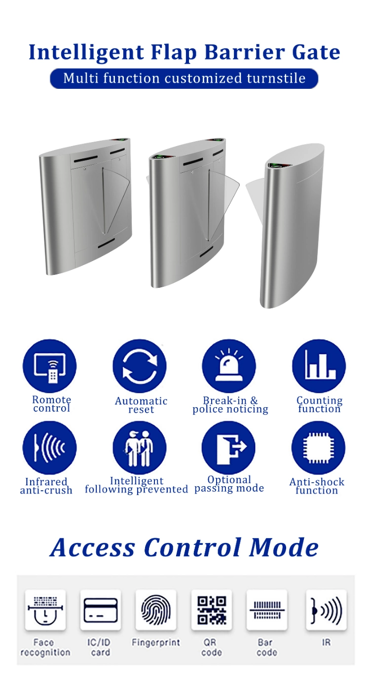 304 Stainless Steel Flap Barrier Gate Optical Arm Turnstile