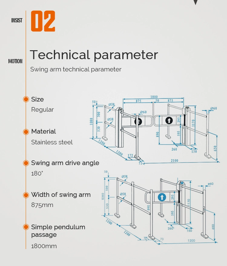 Full Height High Speed Sliding Mechanism Turnstile